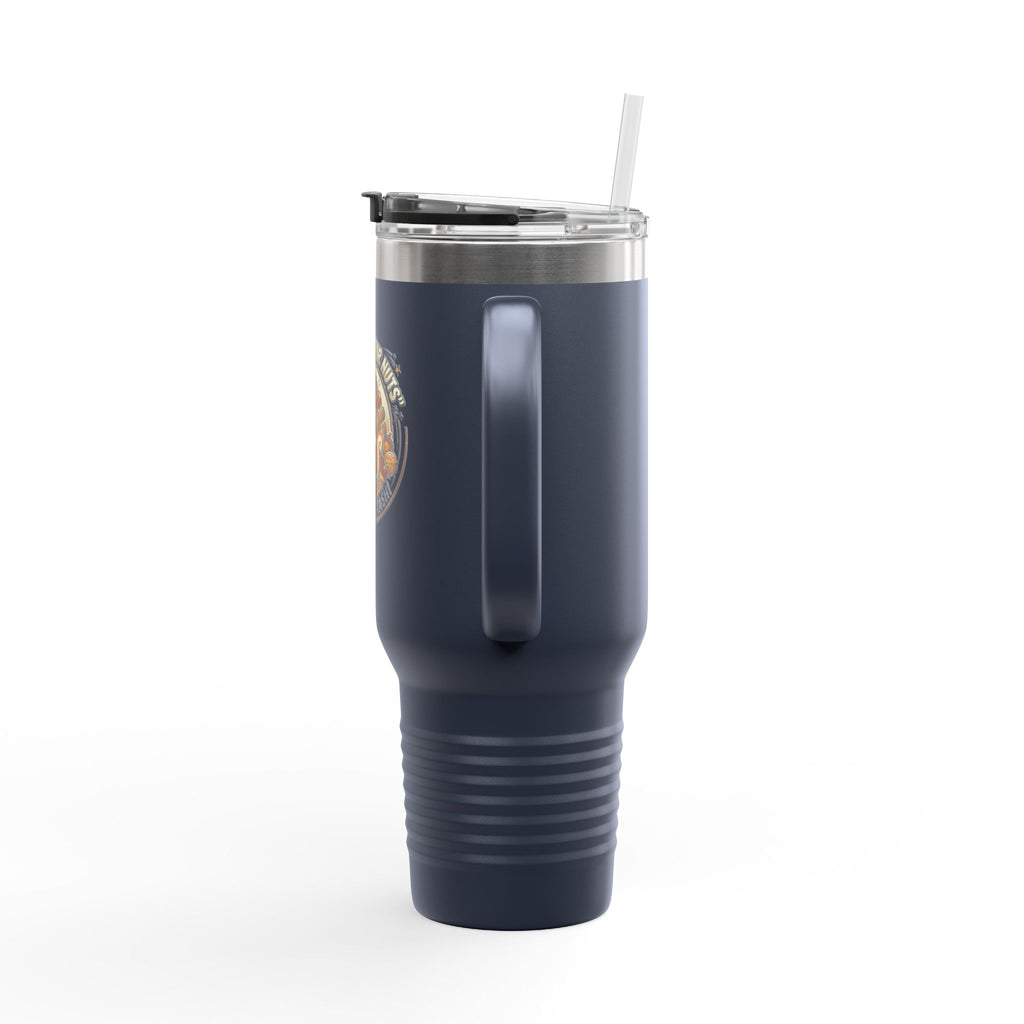 40oz Insulated Travel Mug — "Protect Your Nuts, Mind the Stash" Squirrel Design