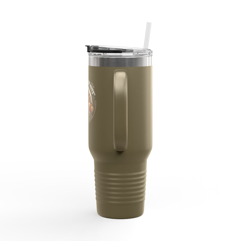 40oz Insulated Travel Mug — "Protect Your Nuts, Mind the Stash" Squirrel Design