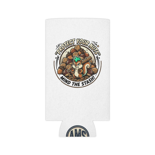 Can Cooler — “Protect Your Nuts” Squirrel Can Cooler | Funny Outdoor Drink Koozie