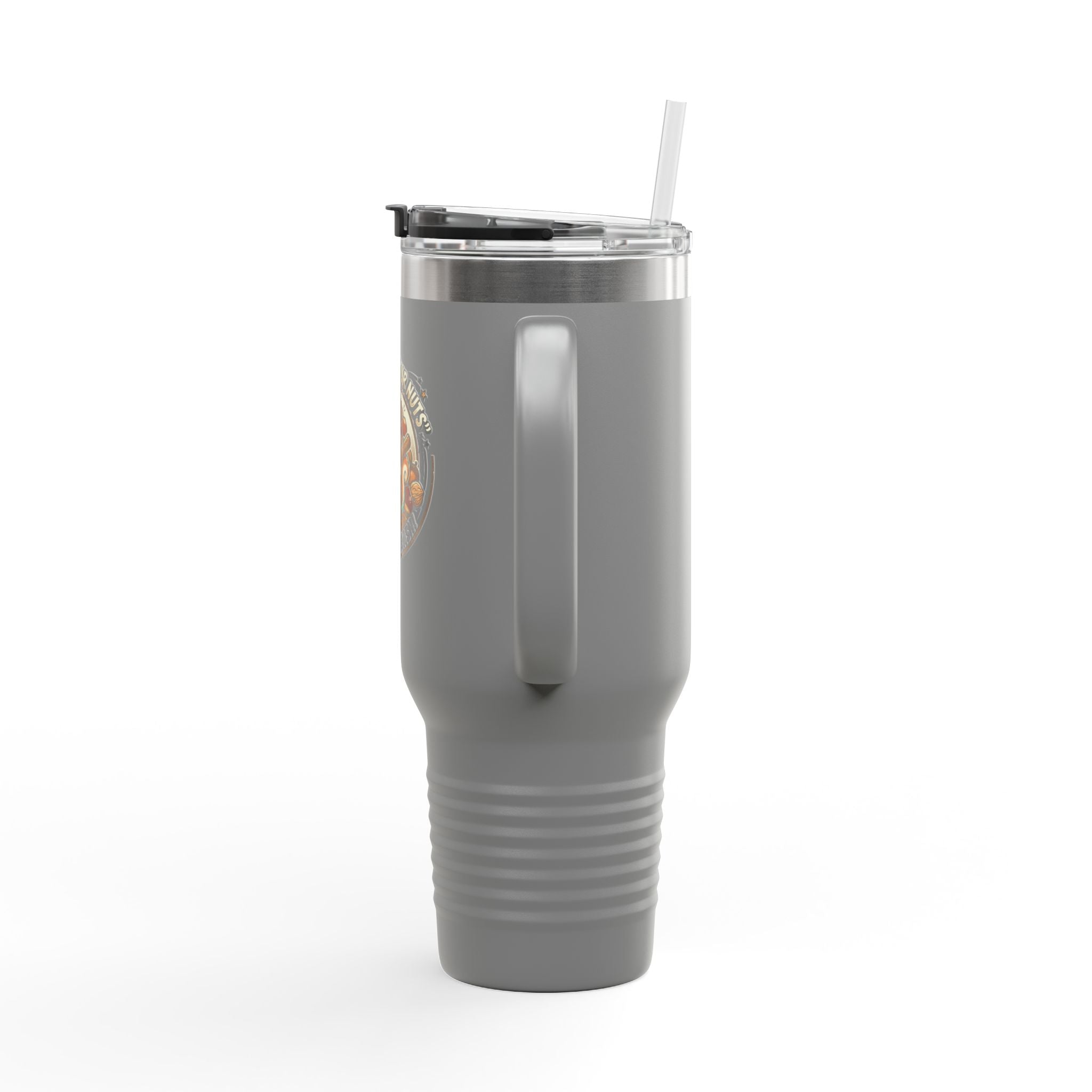 40oz Insulated Travel Mug — "Protect Your Nuts, Mind the Stash" Squirrel Design