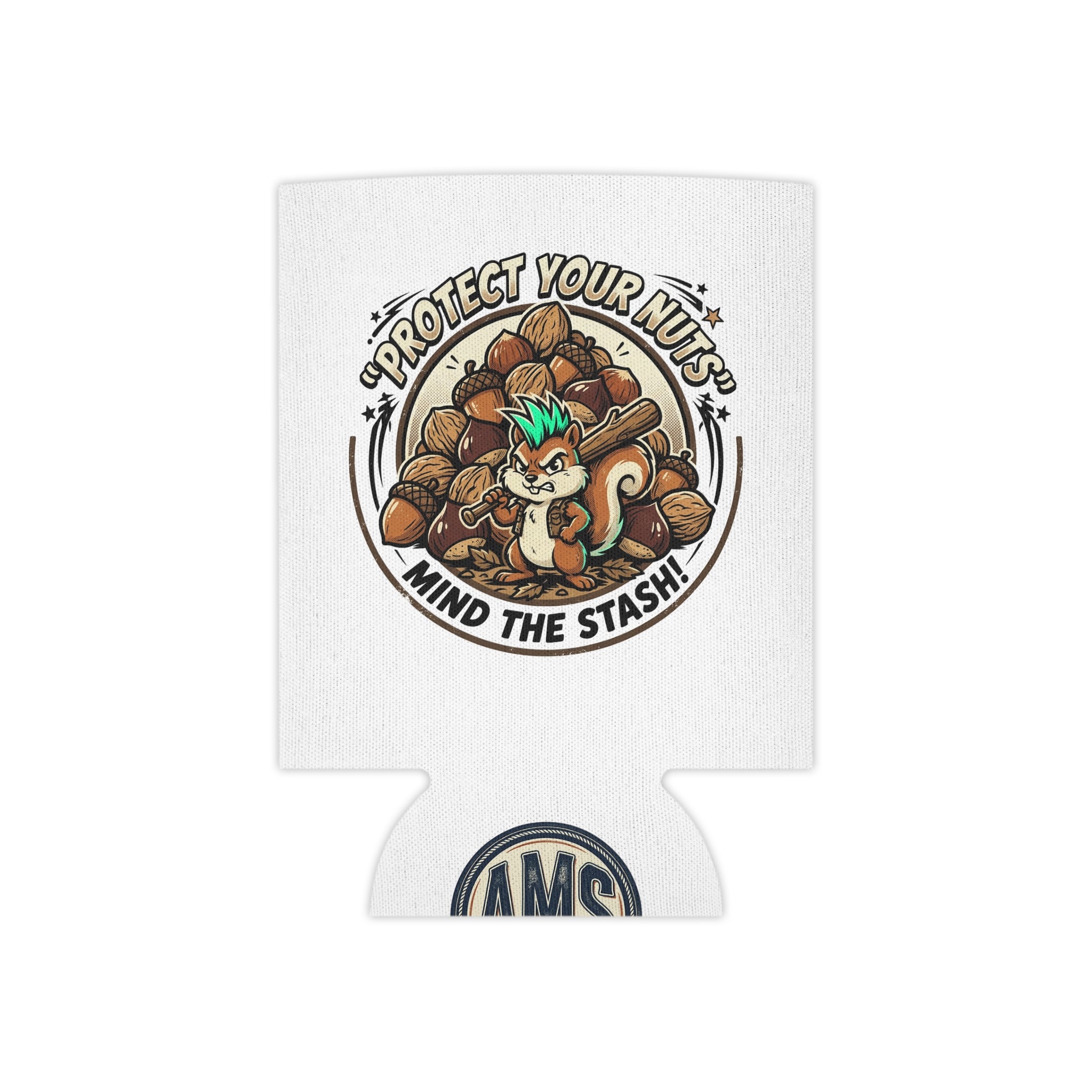Can Cooler — “Protect Your Nuts” Squirrel Can Cooler | Funny Outdoor Drink Koozie