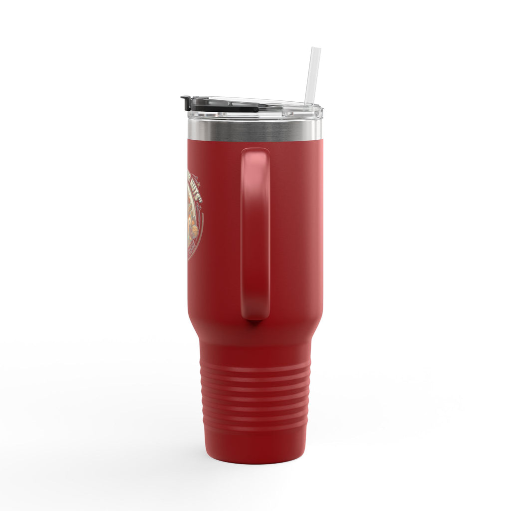 40oz Insulated Travel Mug — "Protect Your Nuts, Mind the Stash" Squirrel Design