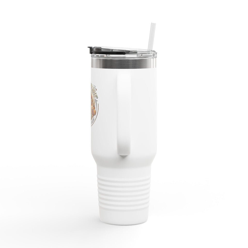 40oz Insulated Travel Mug — "Protect Your Nuts, Mind the Stash" Squirrel Design